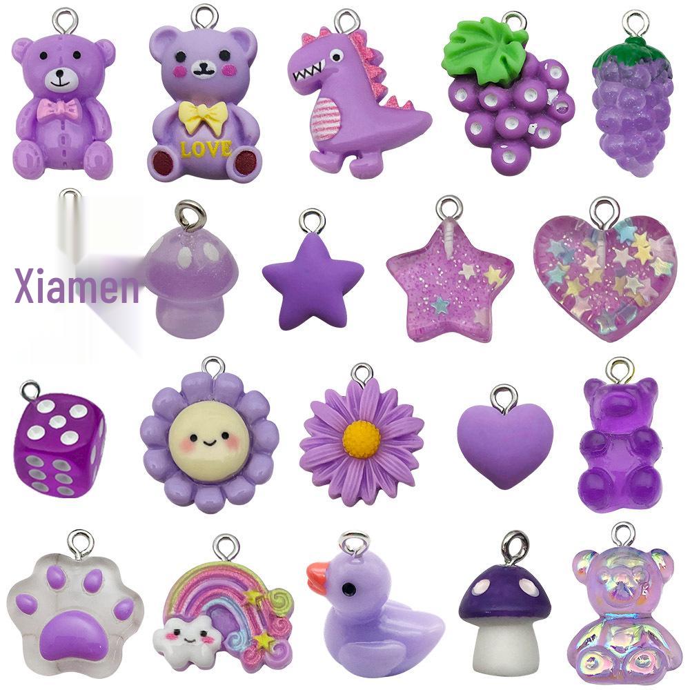 DIY Resin Pink Bear Lollipop Ornaments: Necklace, Earrings, Key Pendant Accessories