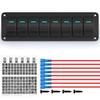 Joinfworld 6 Gang Rocker Switch Panel 12V Marine Boat Switch Panel Waterproof 12 Volt Blue LED Light Toggle Switch Panel ON Off With Pre-Wired For