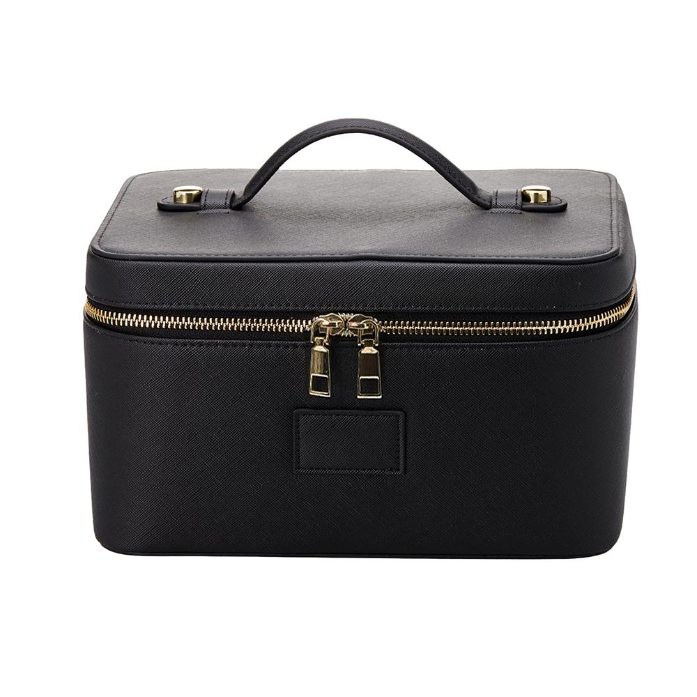 Large Capacity Makeup Bag Portable Fashion PU Leather Handheld Cosmetic Case Solid Color Travel Outdoor Storage Cosmetic Bags