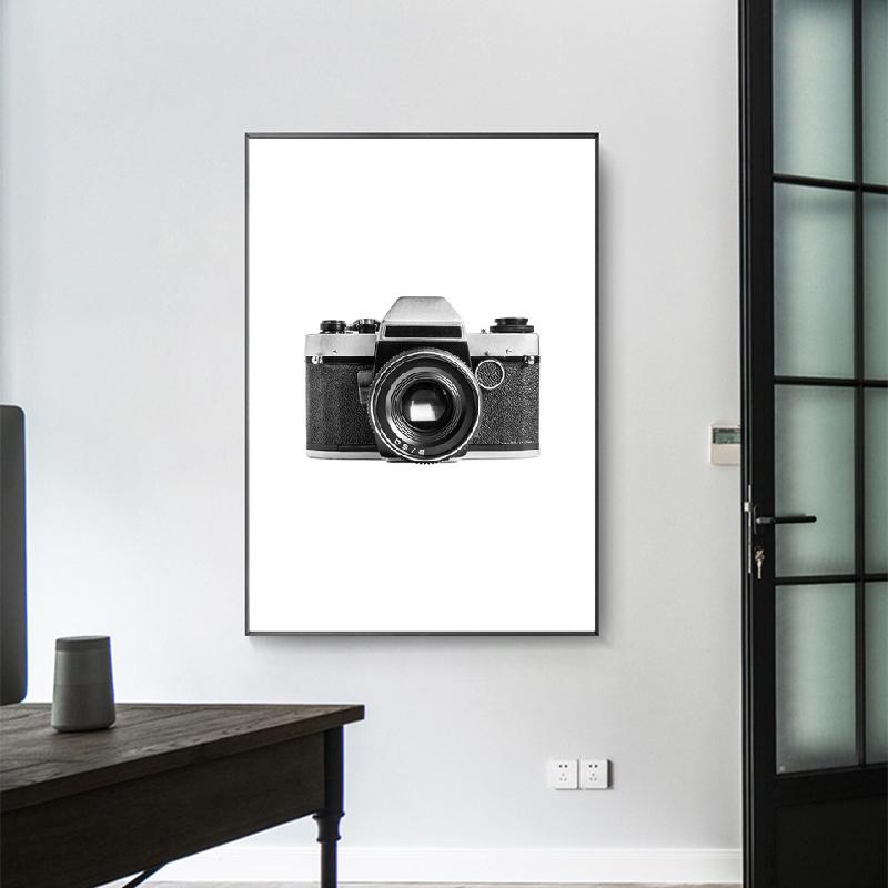 Nordic Kamera Gitarre Schwarz Weiß Foto Wand Kunst Leinwand Malerei Poster Und Druck Wand Bild Für Wohnzimmer Skandinavischen Dekor