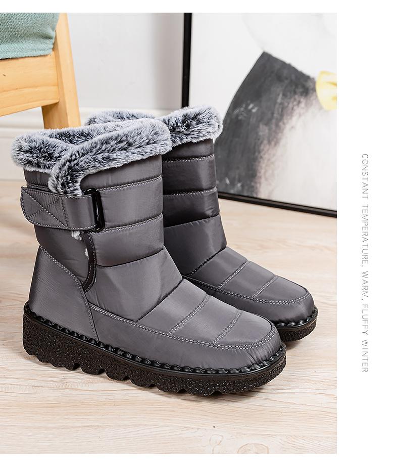 Warm Women's Thick-Sole Winter Snow Boots Velcro-Fastening Waterproof Women's Boots Casual Women's Footwear