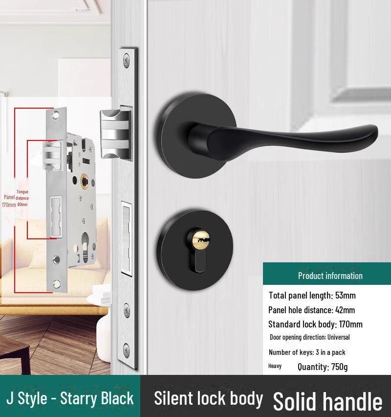 Silent European Style Indoor Wooden Door Handle Lock