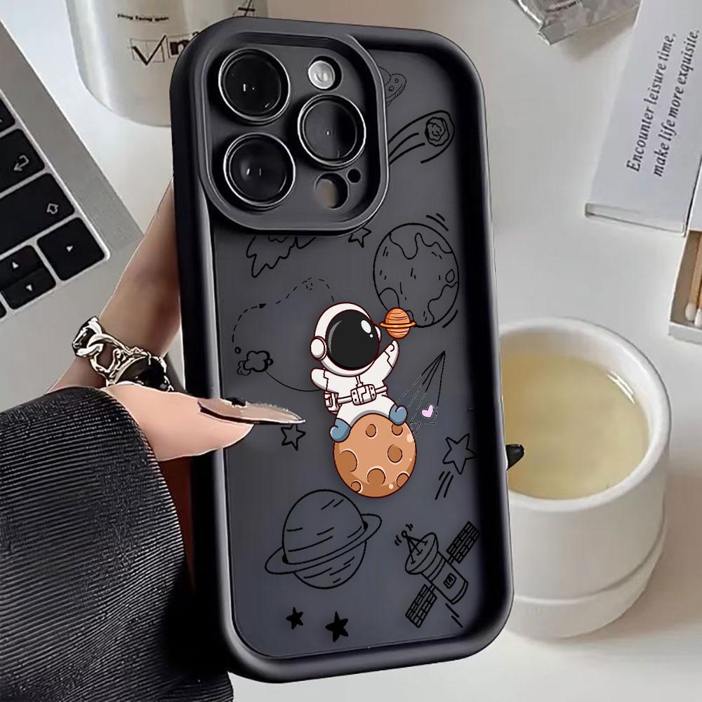 Cartoon Astronaut Space Phone Case For VIVO V60 V21 V23E V25 V27 V27E V29 V29E V30 V30E V40 V50 X80 X90 X100 X200 Shell Cover