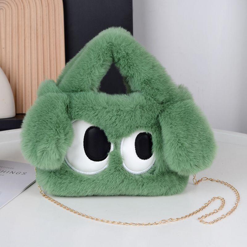 Plush big-eyed puppy handbag fluffy student new high-end shoulder texture cute girl messenger bag