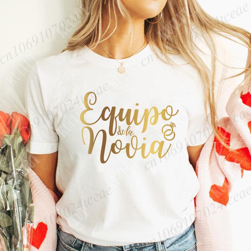 Spanish Printing Father Mother of The Bride T-shirt Team Bride Maid T-shirt Bridal Shower Wedding Bachelorette Party Y2k Tops