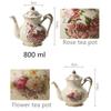 New Lvory Porcelain Coffee Pot Rose Pattern Gold Rim Tea Set Afternoon Tea Large-Capacity Household Cold Kettle Wedding Gift