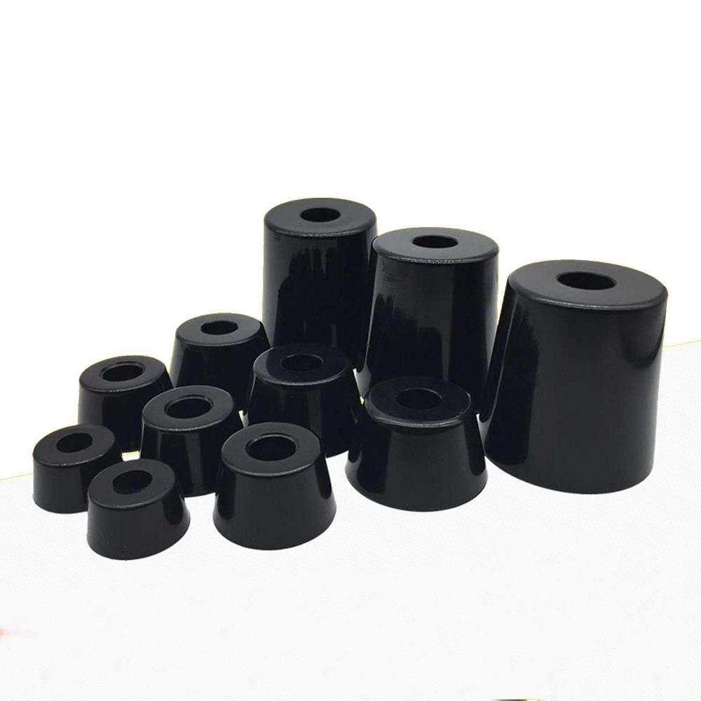(4) Hole 3-8mm Anti Slip Furniture Legs Feet Black Speaker Cabinet Bed Table Box Conical Rubber Shock Pad Floor Protector