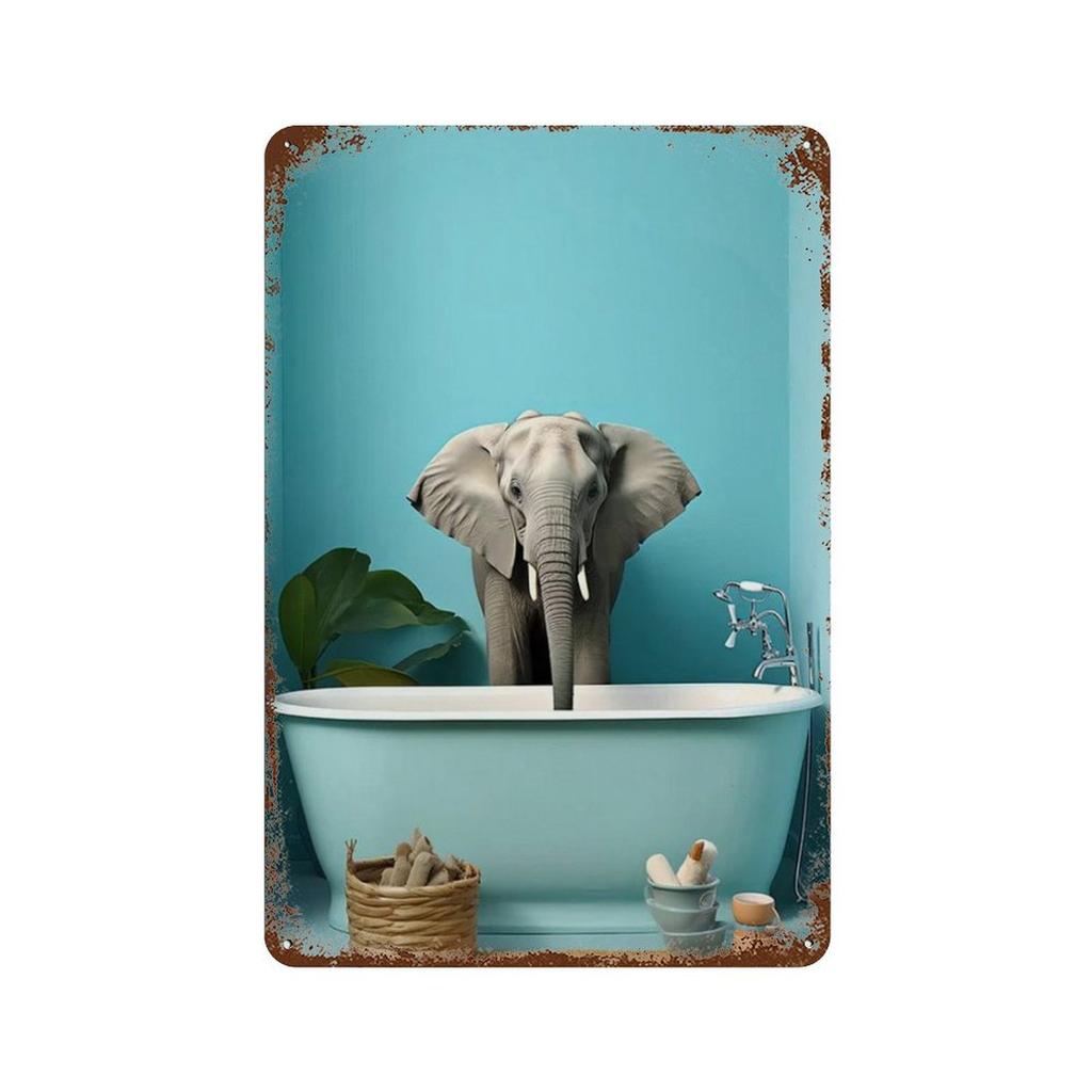 Funny Animals Toilet Metal Signs Decor Gorilla Elephant Cat Dog Wall Art Tin Sign Posters Picture for Bathroom