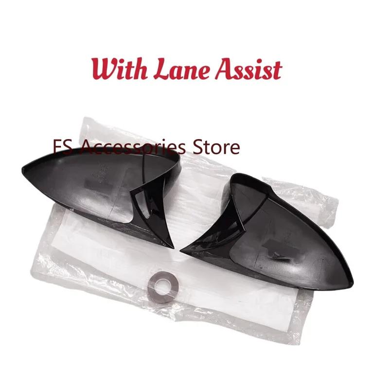 For Volkswagen Golf MK8 VIII 8 Pair Side Mirror Covers Caps 2020 2026 2026 For VW Glossy black wing Rearview With Lane Assist