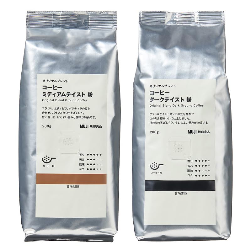 Set Purchase Muji Original Blend Coffee Powder Medium Taste + Dark