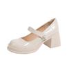 Small Leather Shoes Single Shoes Spring and Autumn New Sweet White Waterproof Table Thick High Heel Mary Jane Shoes Women