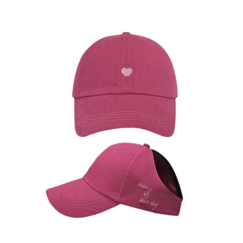 Hat Summer Women'S Baseball Cap Love Embroidery Shade Cycling Sunscreen Hat Parent-Child Horse Tail Empty Top Cap