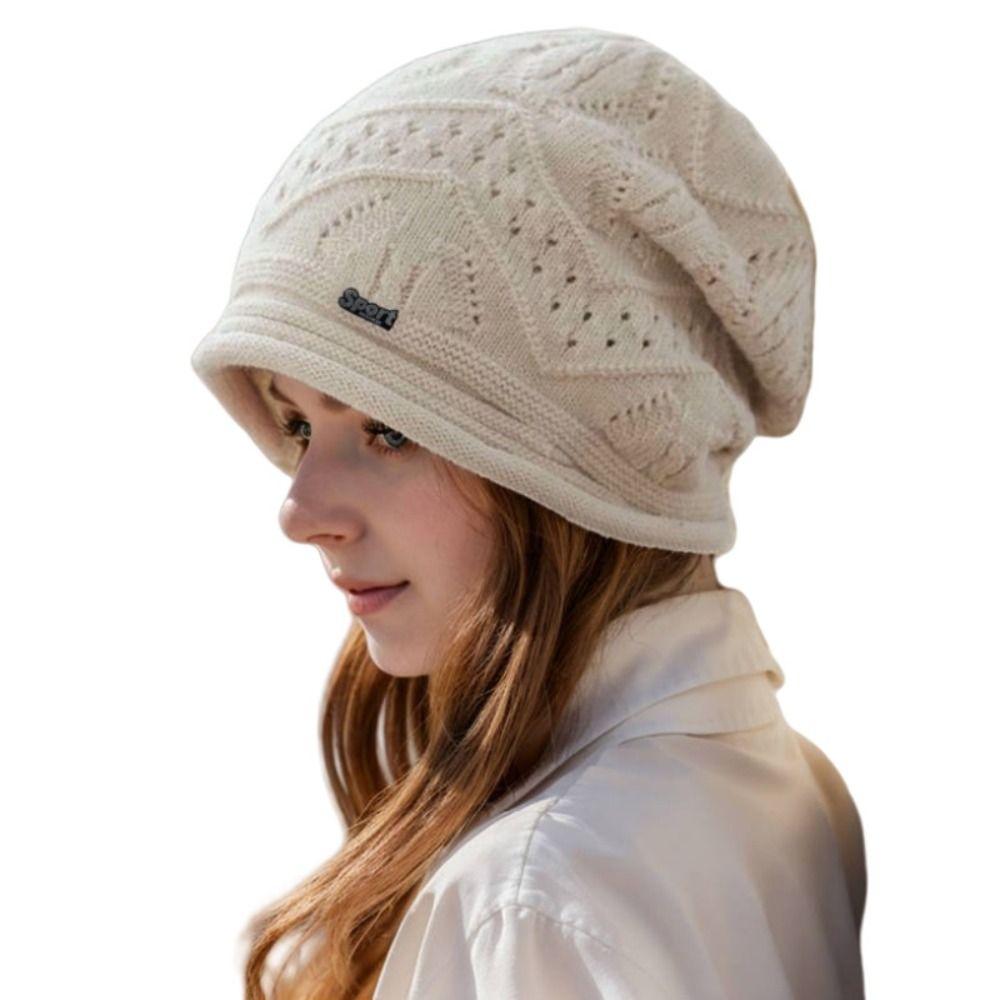Casual Solid Color Knitted Baggy Beanie Keep Warm Thickened Oversized Winter Hat Anti-Cold Unisex Beanies Women Girl