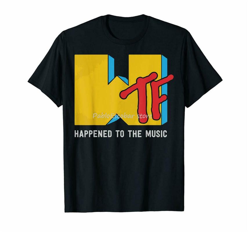 Wtf Happened To Music Funny Logo Black TShirt S6Xl For Youth MiddleAge The Elder Tee Shirt S