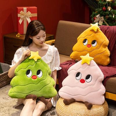 Cartoon Christmas Pillow Plush Toy Christmas Tree Doll Home Sofa Pillow Blanket Girl Soothing Rag Doll