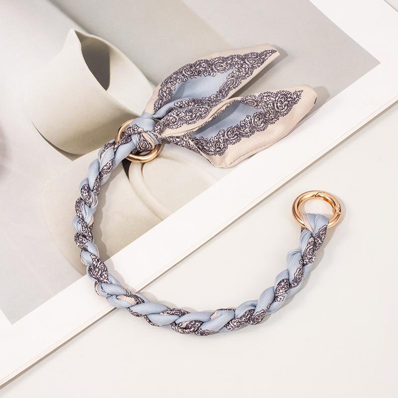

Braided Scarf Strap for Bags, Decorative Silk Scarf Wrap with Chain for Handbag Shoulder Strap, Creative DIY Bag Accessory