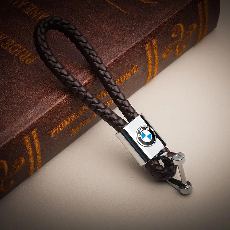 BABA1 Hot 2025 PU Leather Braided Woven Rope Keychain Key Car Trinket Keyring For BMW E36 E46 E53 E90 E60 E61 E93 E87 X1 X3 X5 X6 F30