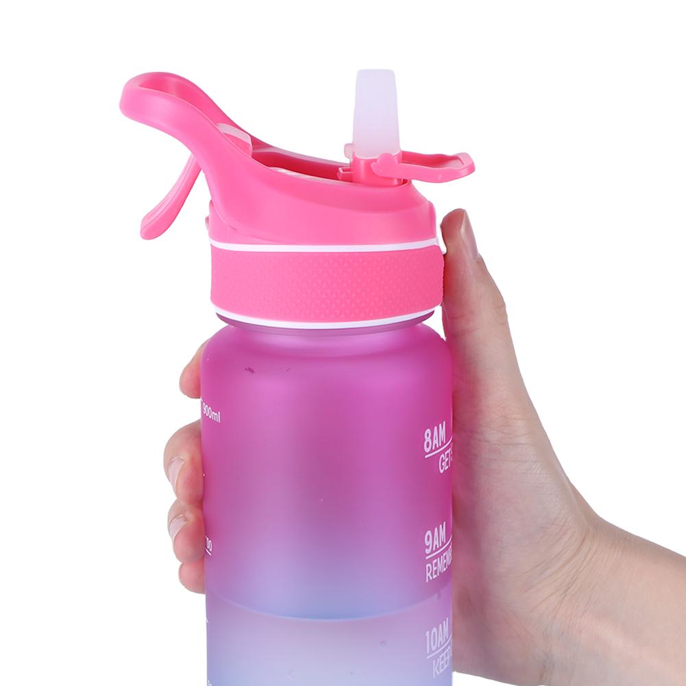 1000ml Motivational Water Bottle with Time Marker Spray Water Bottle Straw Drinking Bottle Gradient for Outdoor Hydration