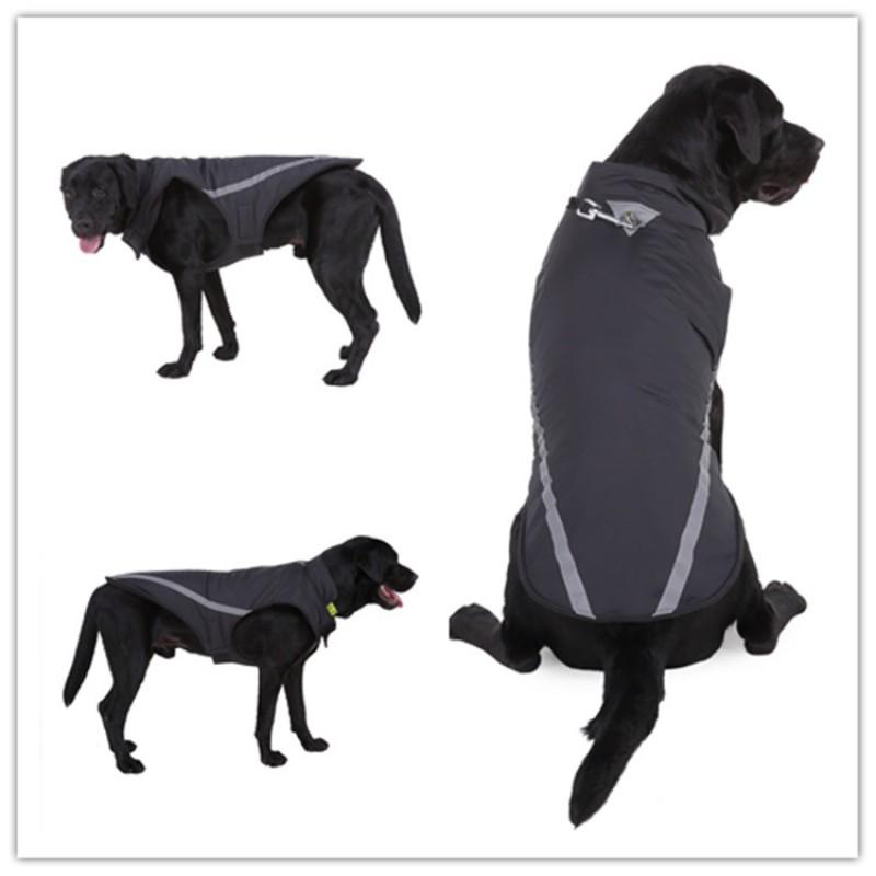 Large Dog Winter Coat With Reflective Trim Cotton Hooded Jacket Breeds Outdoor Wear