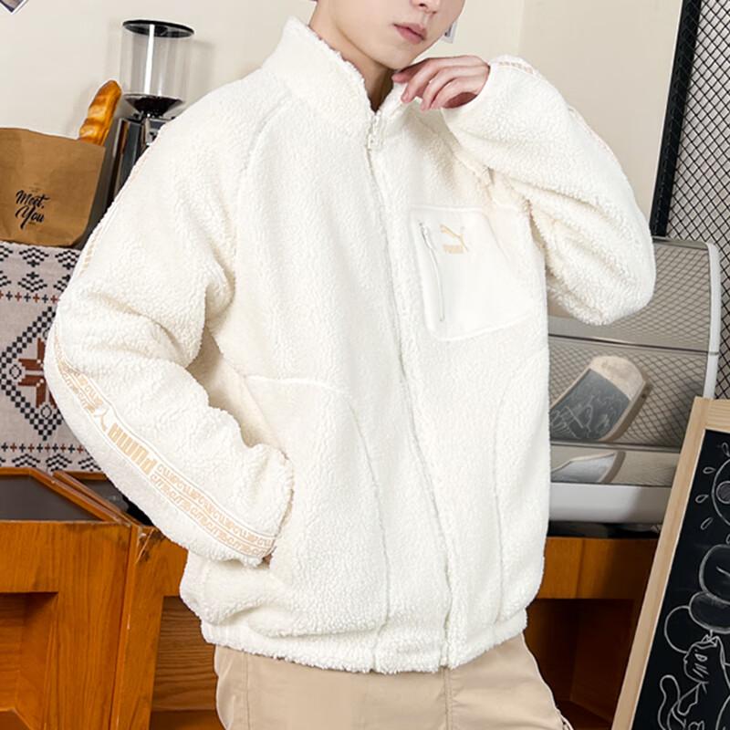 Puma Side Letter Woven Band Stand Collar Casual Fleece Jacket Unisex Jacket White 625196-65