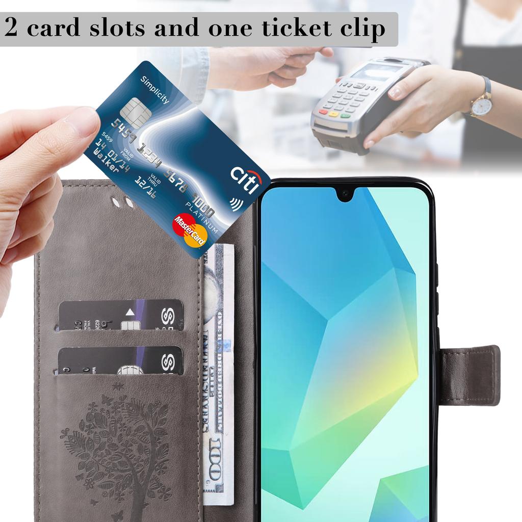 Für Samsung Galaxy A16 4G/Galaxy A16 5G/Galaxy A17 5G/Galaxy A26 5G Handyhülle mit Ständer Katzenbaum-Muster Leder-Portemonnaie Handy-Cover