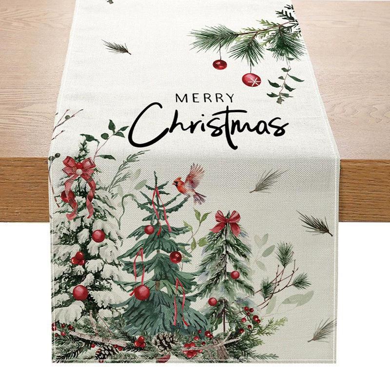1PC Table Cover New Year 2026 Snowman 33*183cm Table Decor Merry Christmas Decoration Christmas Xmas Tree Table Runner