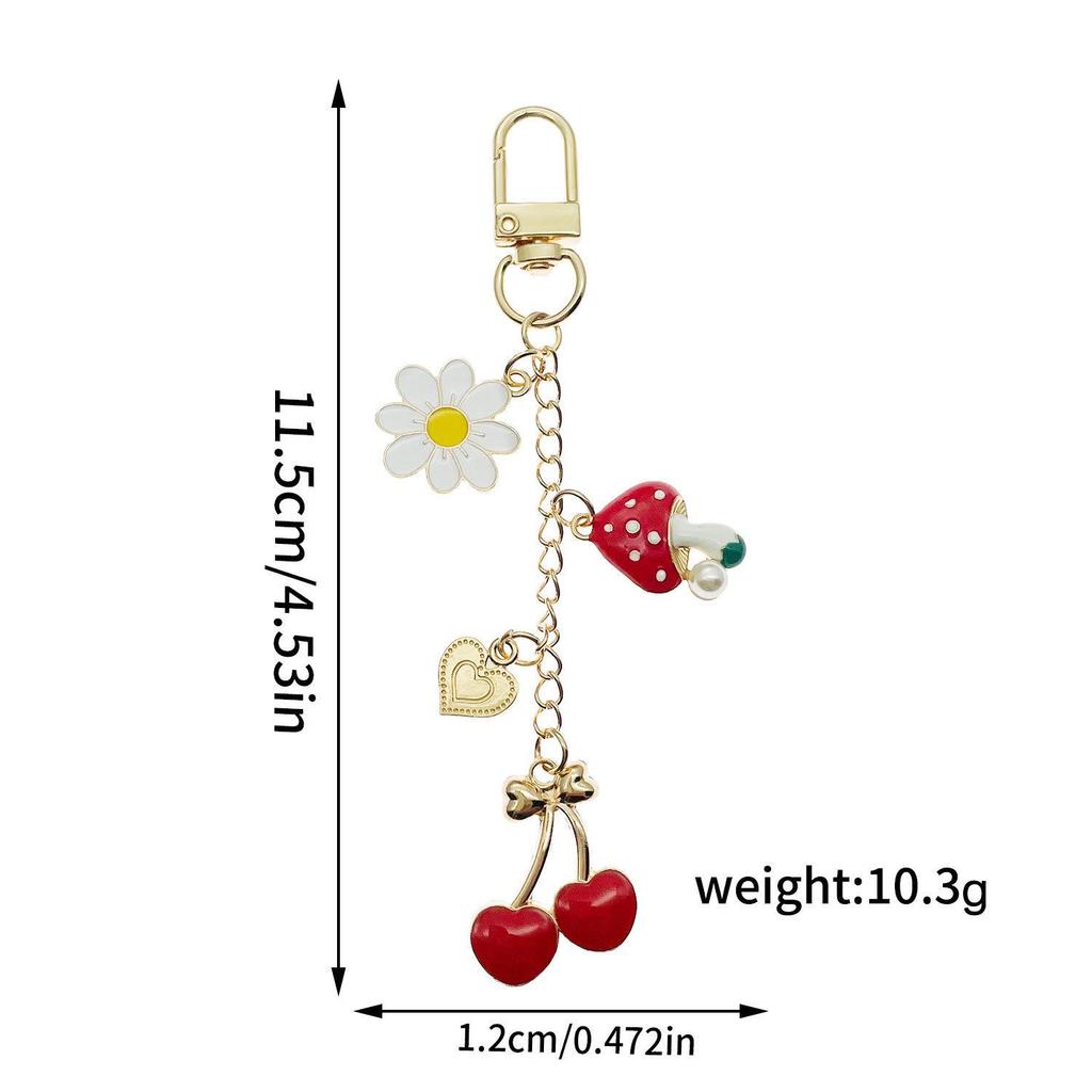 Red Cherry Pearl Resin Keychain Pendant