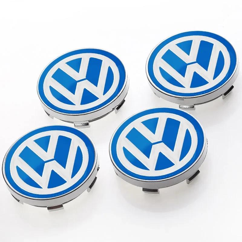 

2025 Hot 4PCS Blue Car Wheel Center Stickers Hub Decals Auto Styling For Volkswagen B5 B6 B7 T4 T5 Golf 4 5 6 7 Polo Passat Tigu