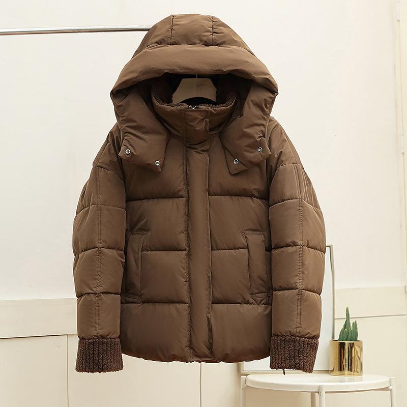 

Европейский и американский стиль модная толстовка с капюшоном утолщенная хлопковая одежда женская 2025 зима новая плюшевая свободная куртка-пуховик хлопковая куртка XXL