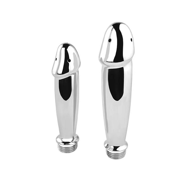 Metal Simulation Penis Modeling Anal Vagina Flusher Enema Women Washing Device Adult Sex Product Toys