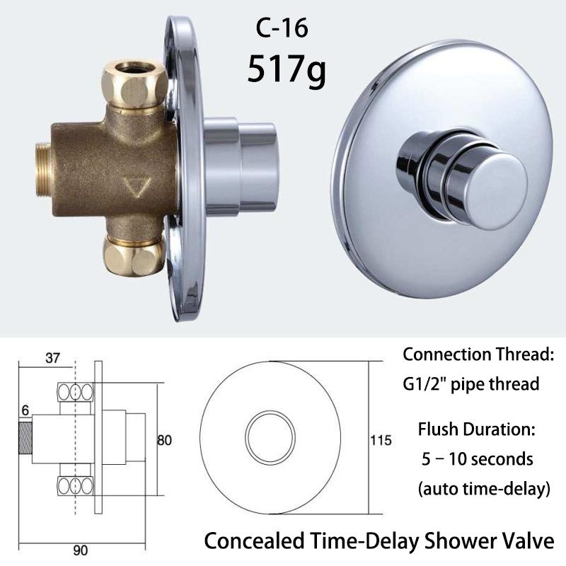 Concealed Delay Valve Brass Dual-Flush Eco-Friendly Modern Design Water Saving for Toilet & Public Restroom & Hospital & Hotel
