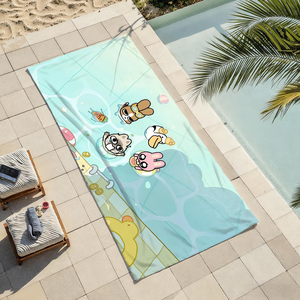 Cartoon Kawaii L-Lipufriends Towel Soft Lightweight Anti-Sand Large Beach Towel Quick-Drying Bath Sports Family