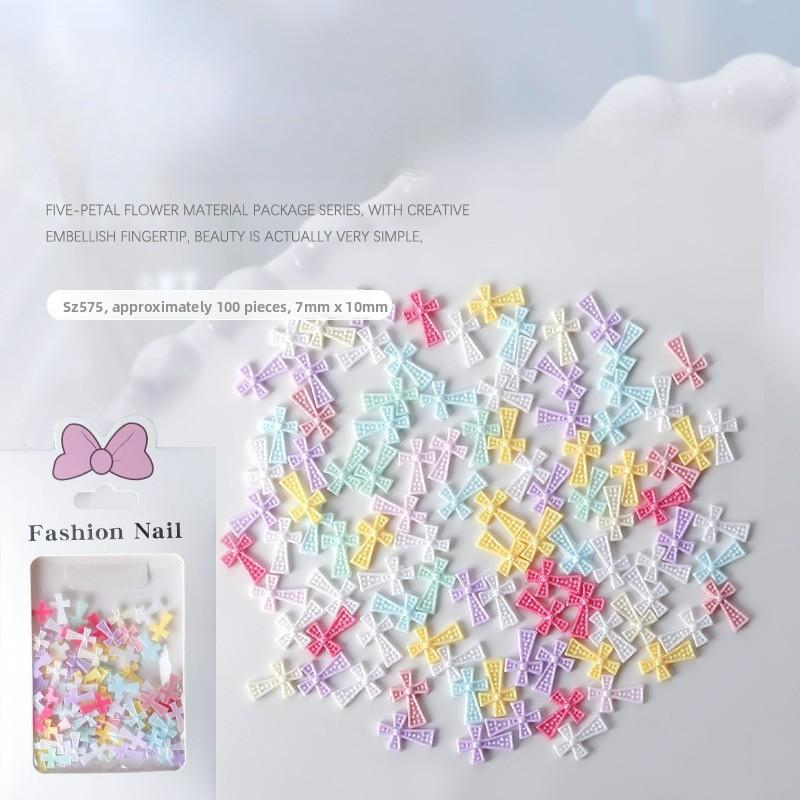 100Pcs/set Nail Art Accessories Resin Punk Dopamine Color Cross Shape Nail Art Jewelry DIY Nail Decor