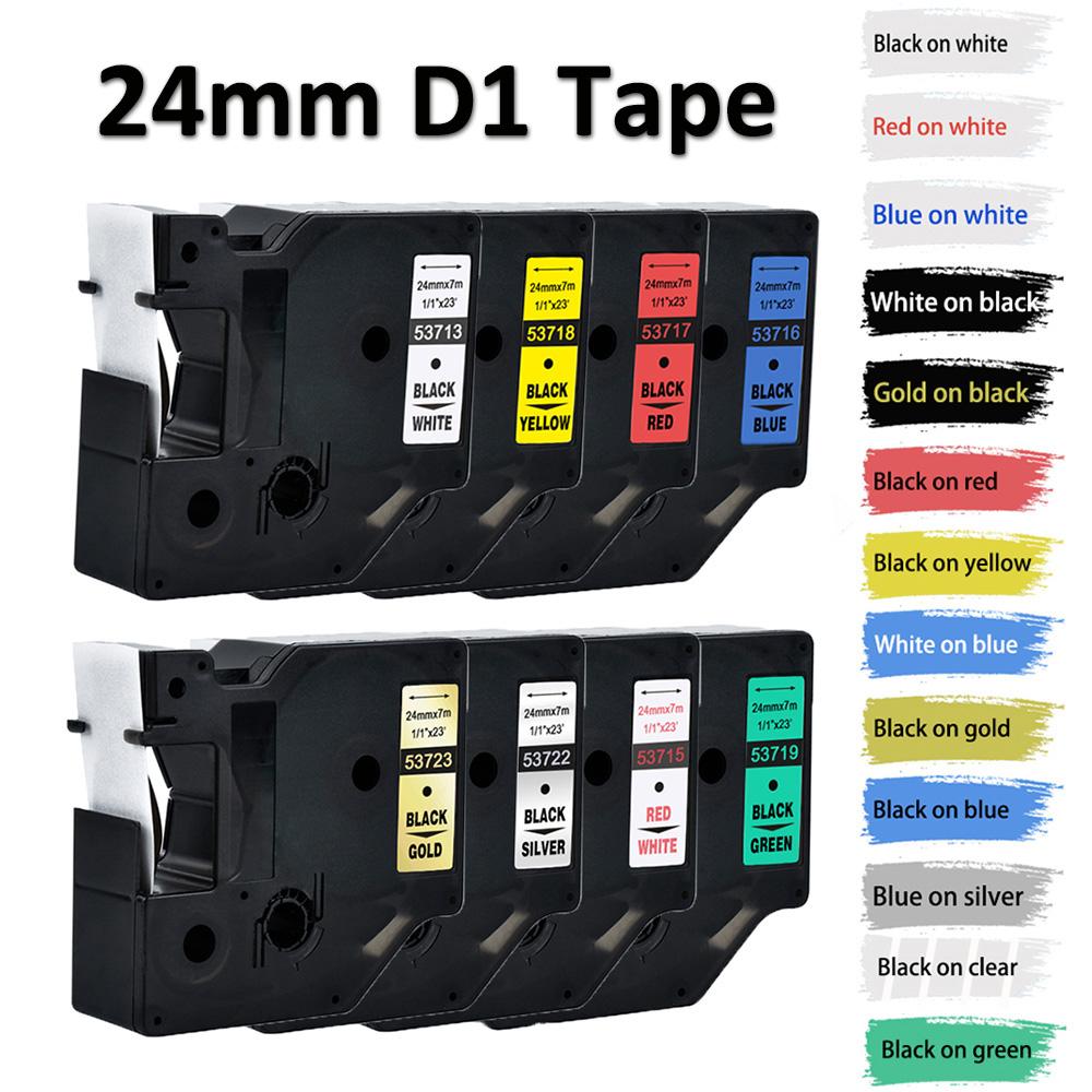 

1шт сумісна стрічка dymo D1 24 мм 53710 53713 53716 53718 53721 53722 53723 53724 стрічка для Dymo label manager LM 160 210D