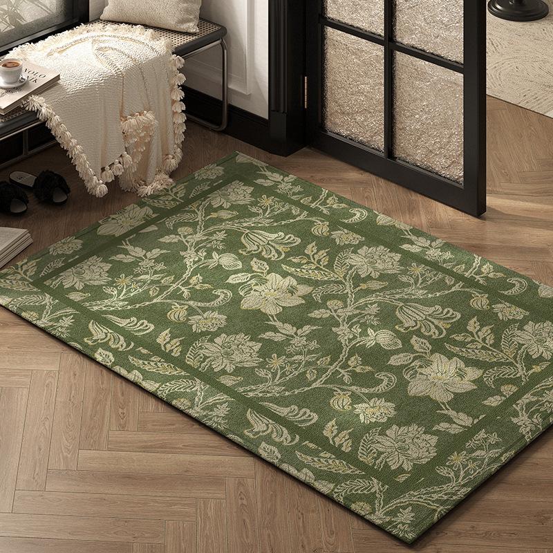 Retro Green Entrance Door Mat Anti Slip Foot Mat for Home Use Living Room Carpet Door Mat