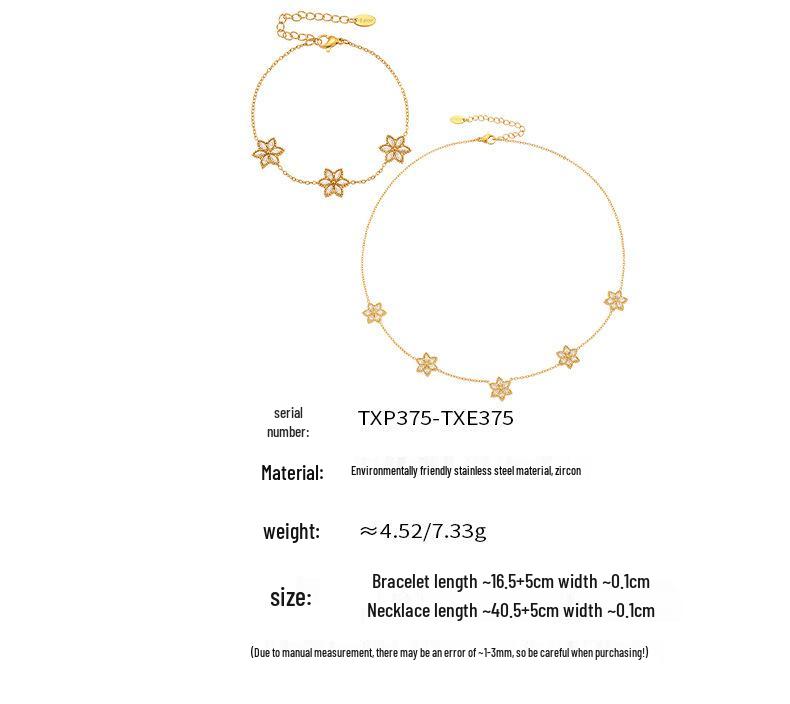 Qiong Yao Sparkle 5A Zirconium Plum Blossom Rhinestone Tassel Necklace & Bracelet Set