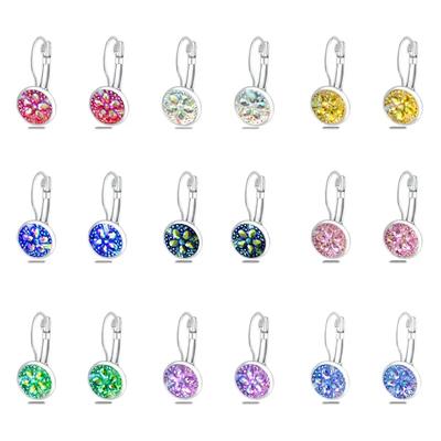 9 Farben Blauer Strass Mode Damen Glänzende Kristall Creolen Runder Anhänger Einfacher Ohrring Moderner Trend Piercing Zirkon