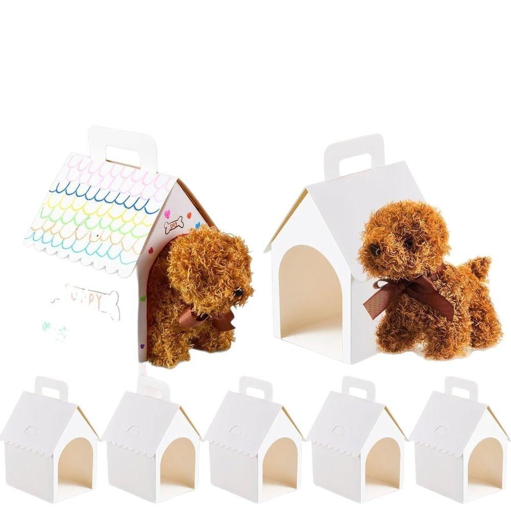 Foldable Party Favor Boxes Blank Paper Dog House Shaped Boxes Treat Gift Boxes Wedding Festival