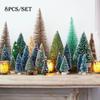 Christmas 8pcs Miniature Tree Mini Pine Frosted Sisal Trees Xmas Ornaments Decor