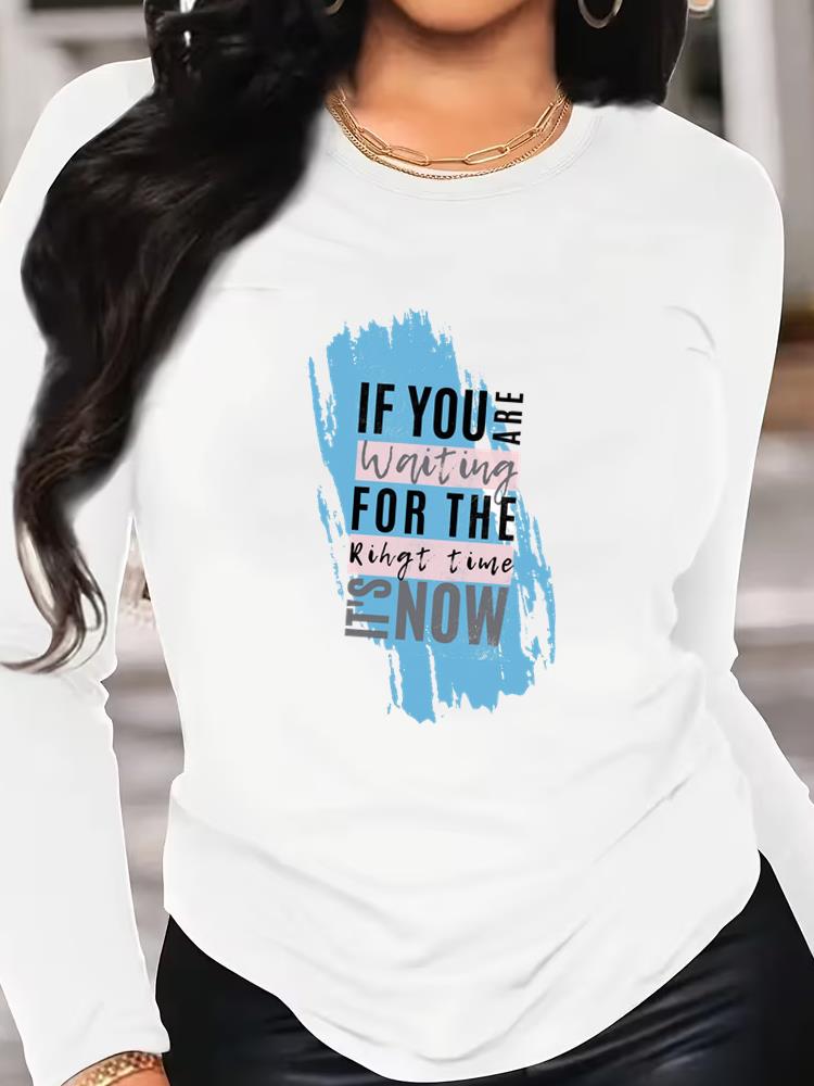 (Asian Size) love letter style cute T Shirt Tee Women Clothing Long Sleeve Print autumn winter spring Casual Fashion Top o-neck Graphic T-shirts