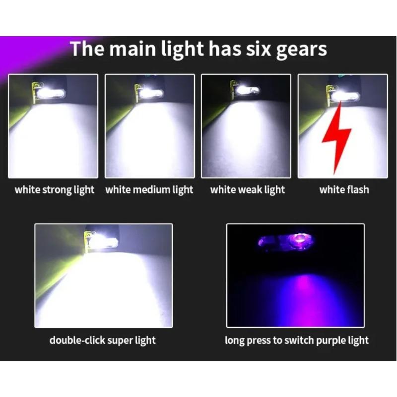 RGB LED Flashlight USB Rechargeable Color Changing Multi Mode Built in Battery Emergency Work Camping Outdoor Torch