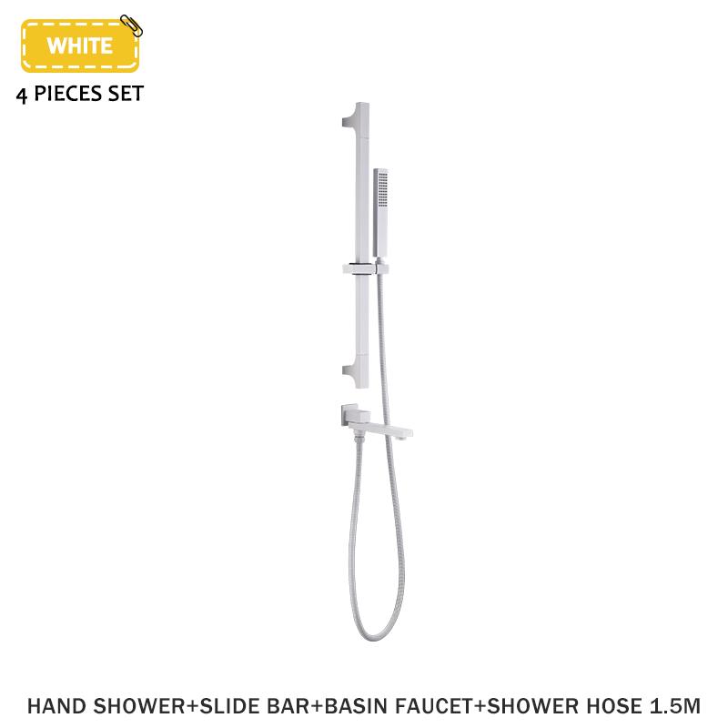 Skrytá ruční sprchová sada s teplou a studenou vodou, koupelnová nastavitelná nerezová ocelová posuvná hlavice se 2 funkcemi, otočná tryska, mosazné tělo ventilu