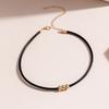 Gothic Style Black Rope Women's Neck Chain Choker Rope Necklaces Gold Color Beads Goth Jewelry Collar For Girl Kpop Chocker