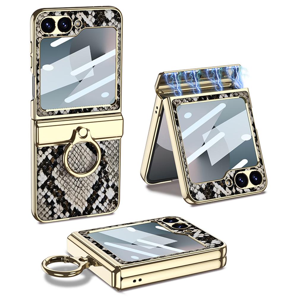 GKK For Samsung Galaxy Z Flip7 FE 5G/Z Flip6 5G Case Magnetic Hinge Protection PU+PC Kickstand Phone Cover