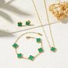 3PCS Titanium Steel Clover Necklace Bracelet Earrings Three Piece Jewelry Set