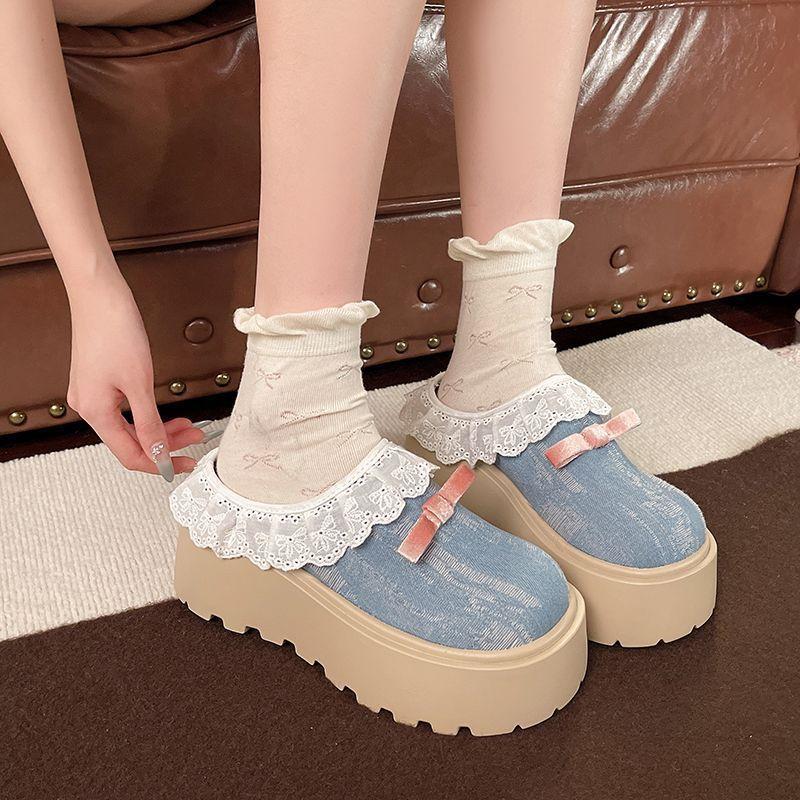Princess Romantic Lace Slippers Women's Spring Summer Small Man Height Versatile One Pedal Bag Head Slippers