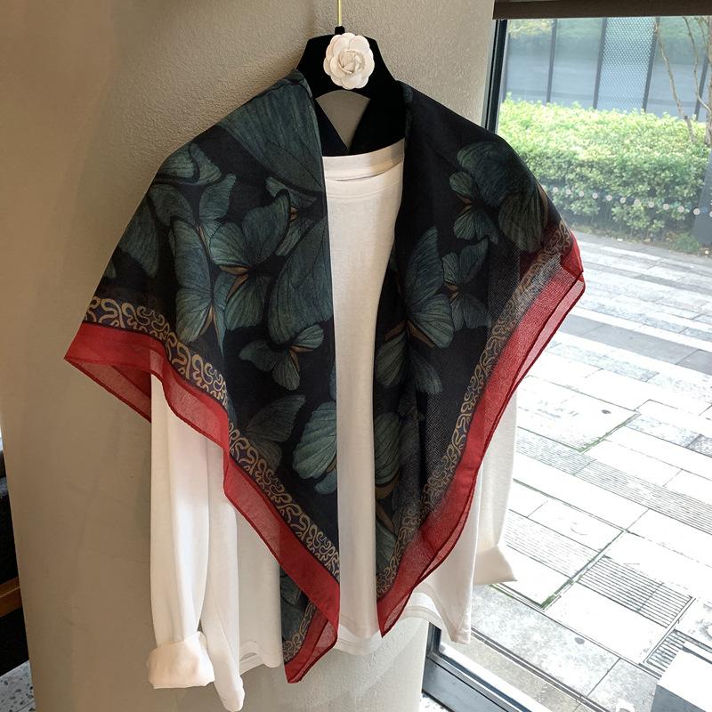 Vintage Polka Dot Printed Light And Thin Scarf Cotton Feel Square Scarf Sunshade Shawl Headscarf Belt Scarf Silk Scarf