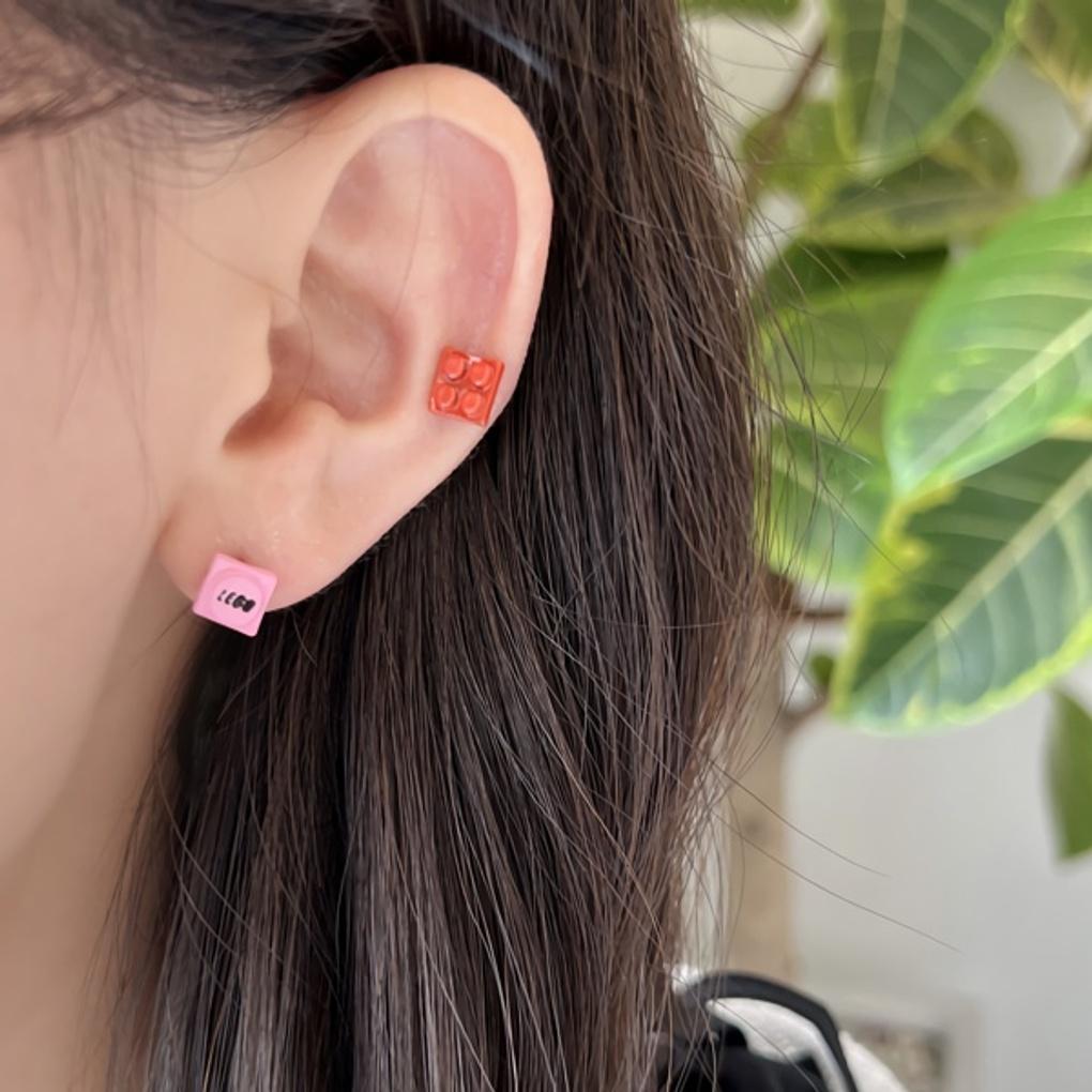 

Women s Daily Toy Shaped Earrings Silver Needle Lego