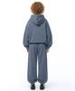 [Set] Small Slow And Soft String Oversized Hoodie + Single-Pleat Wide Pants - Blue-Gray