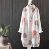 Primavera otoño mujer camisa estampado de moda manga larga dobladillo Irregular Anti sol solapa abrigo largo para uso diario